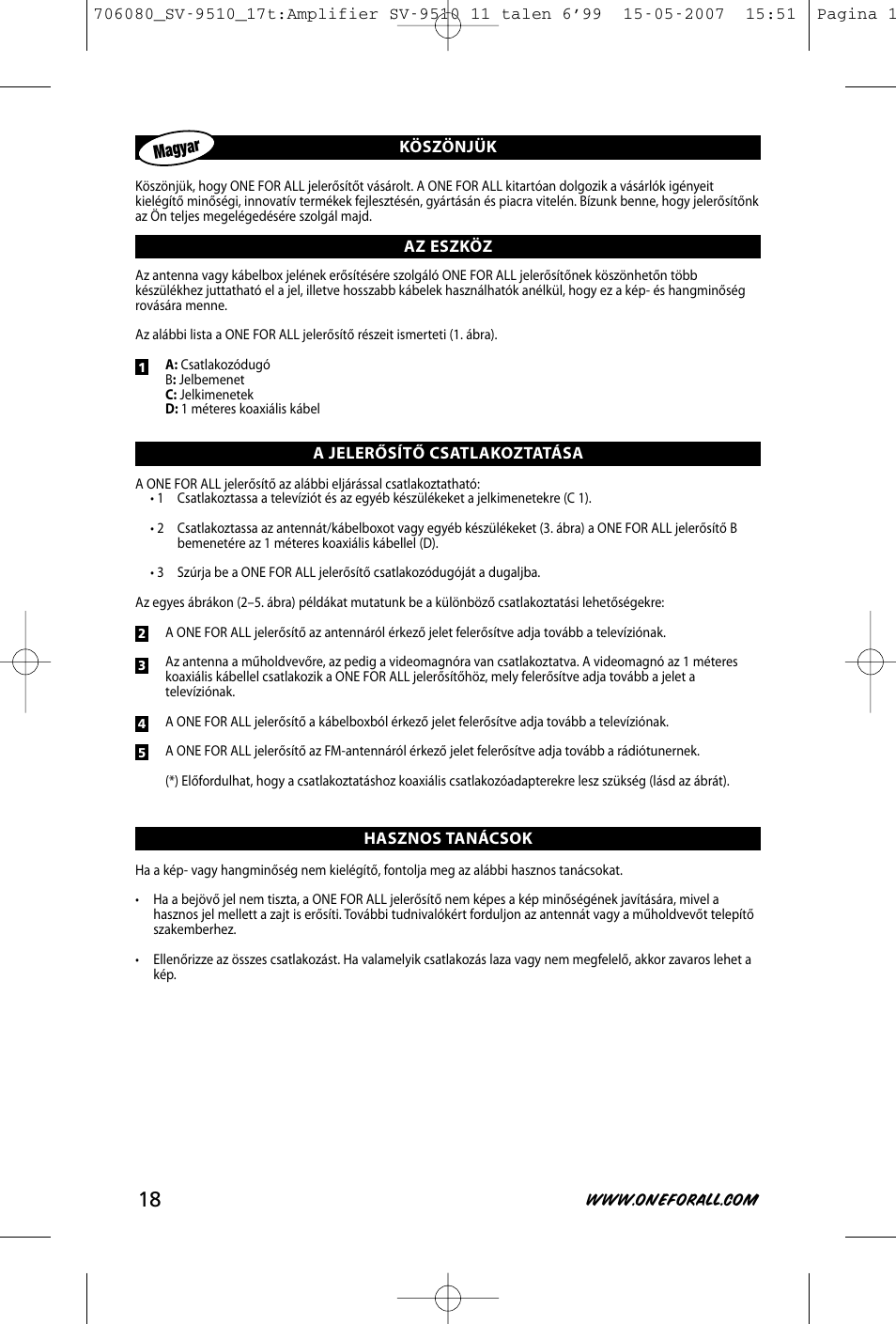 One for All SV-9510 User Manual | Page 20 / 26