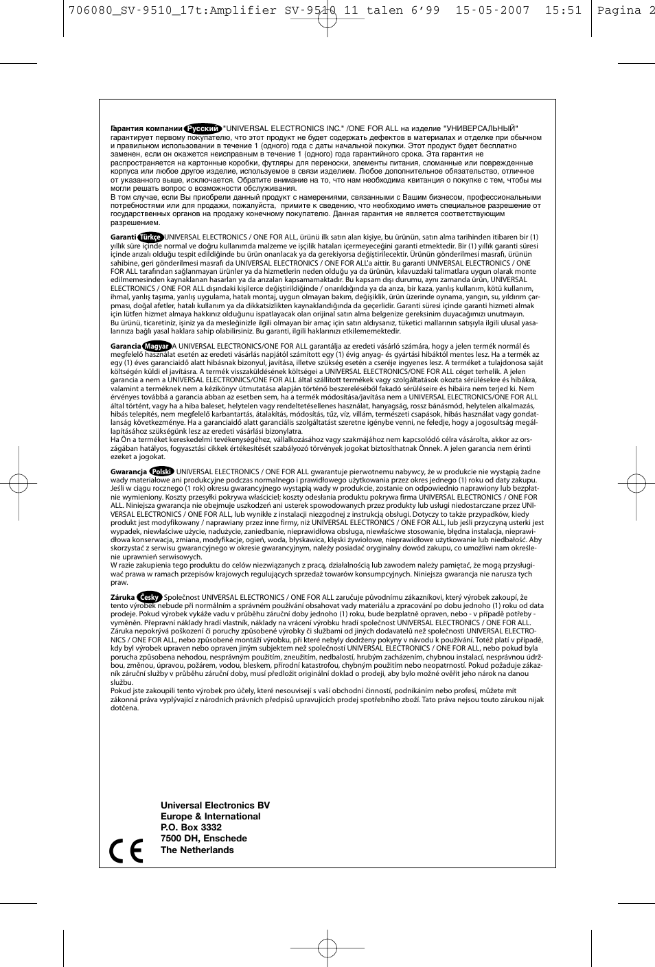 One for All SV-9510 User Manual | Page 24 / 26
