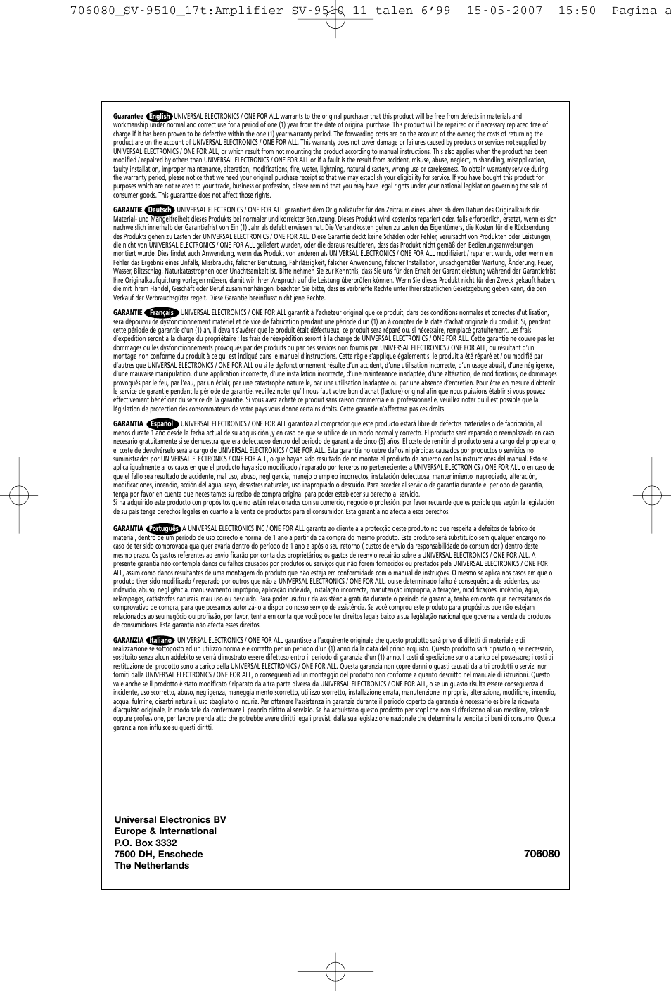 One for All SV-9510 User Manual | Page 26 / 26