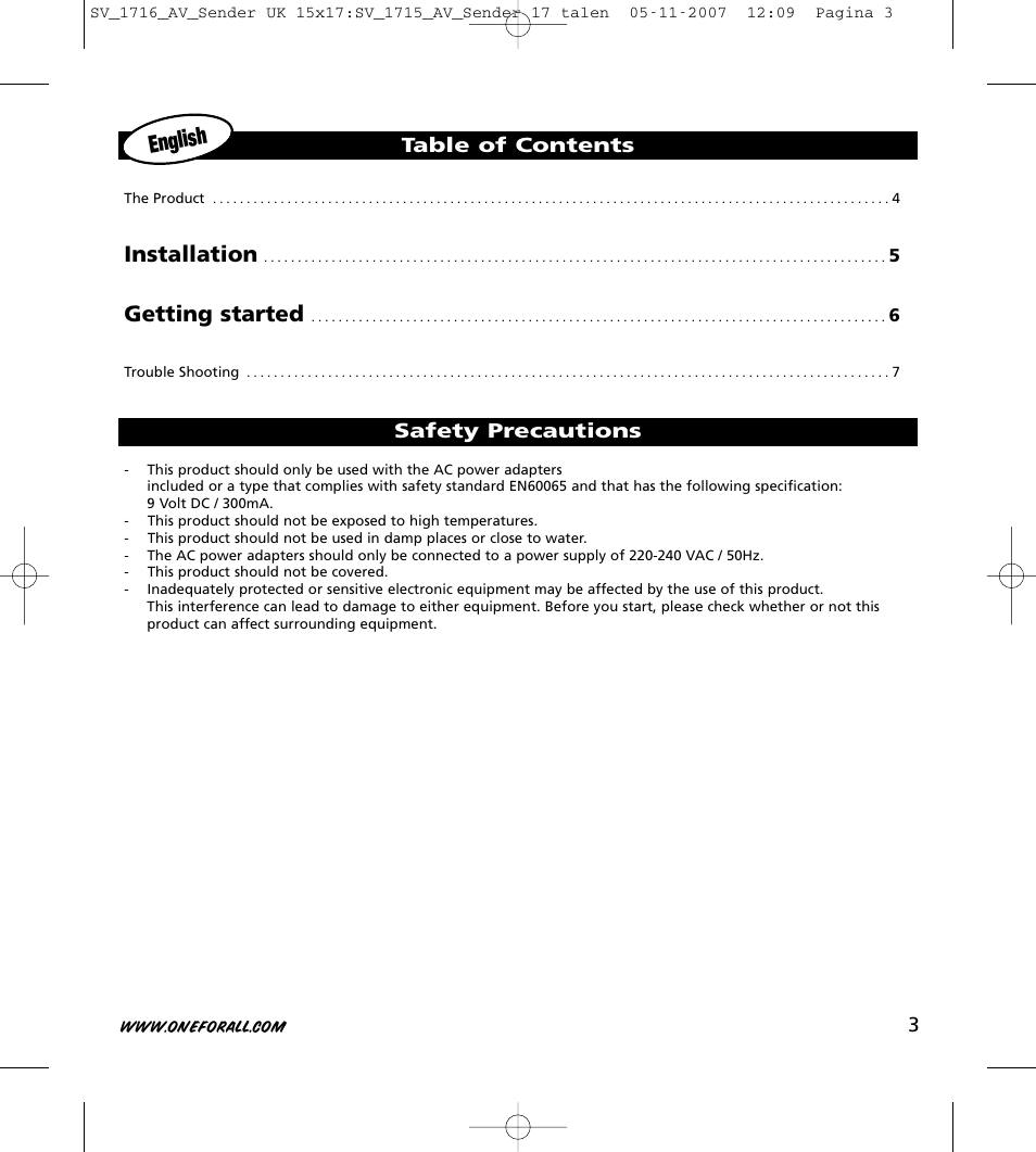 One for All SV-1716 User Manual | Page 3 / 8