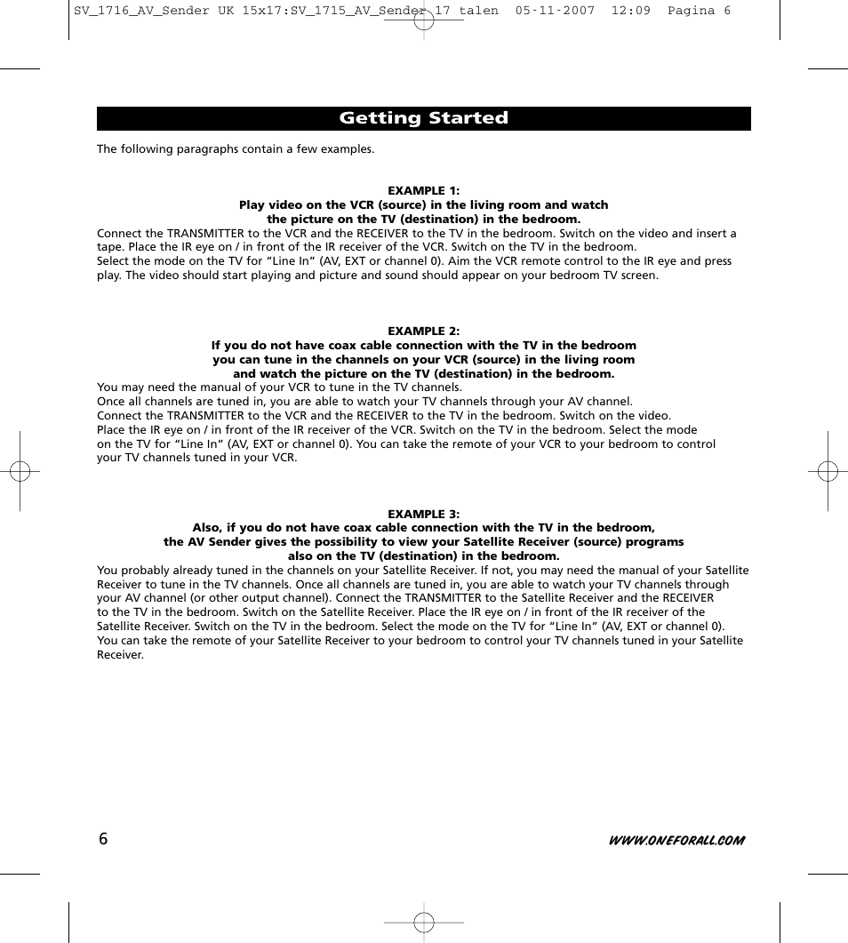 Getting started | One for All SV-1716 User Manual | Page 6 / 8
