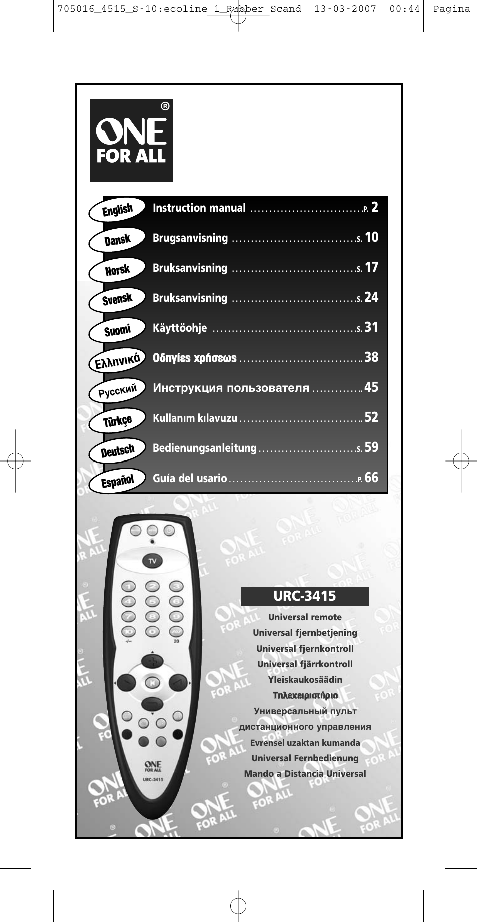 One for All URC-3415 User Manual | 84 pages