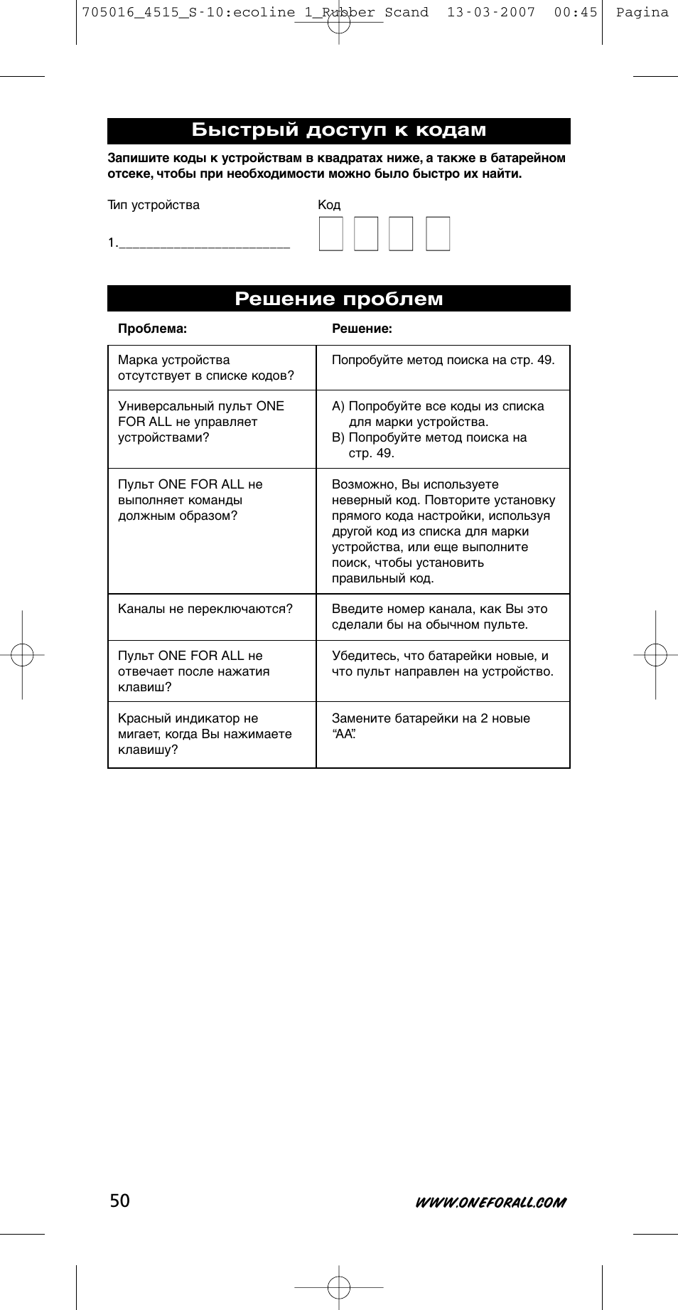 One for All URC-3415 User Manual | Page 50 / 84