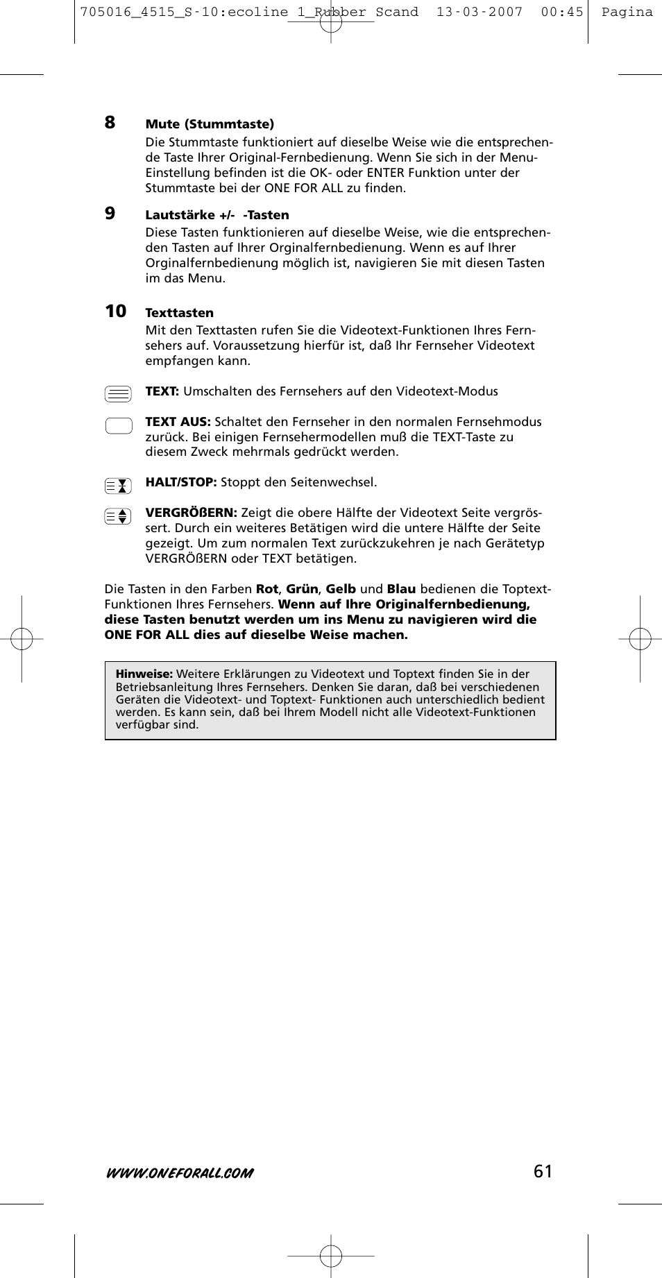 One for All URC-3415 User Manual | Page 61 / 84