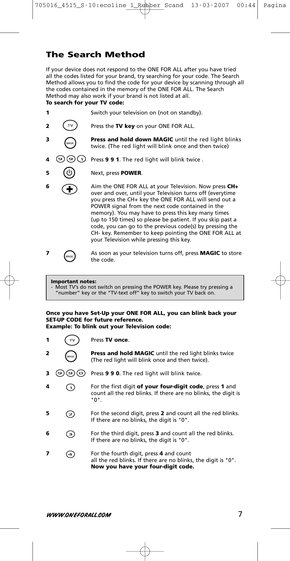 The search method | One for All URC-3415 User Manual | Page 7 / 84