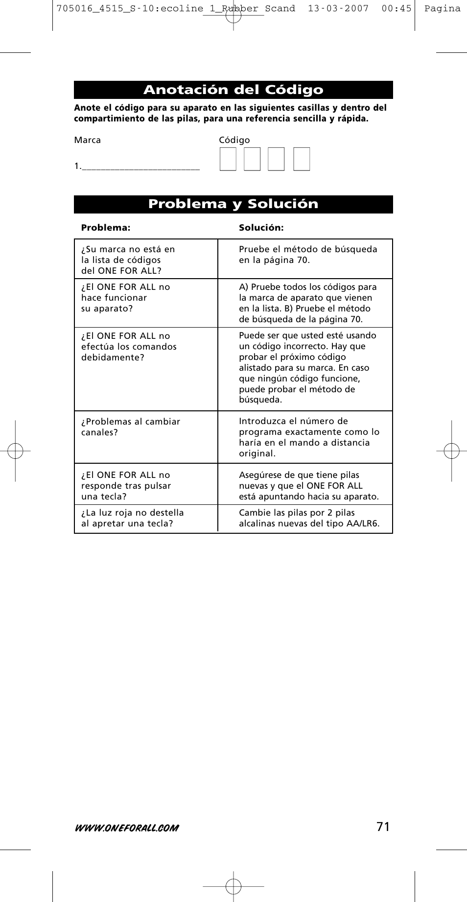 One for All URC-3415 User Manual | Page 71 / 84