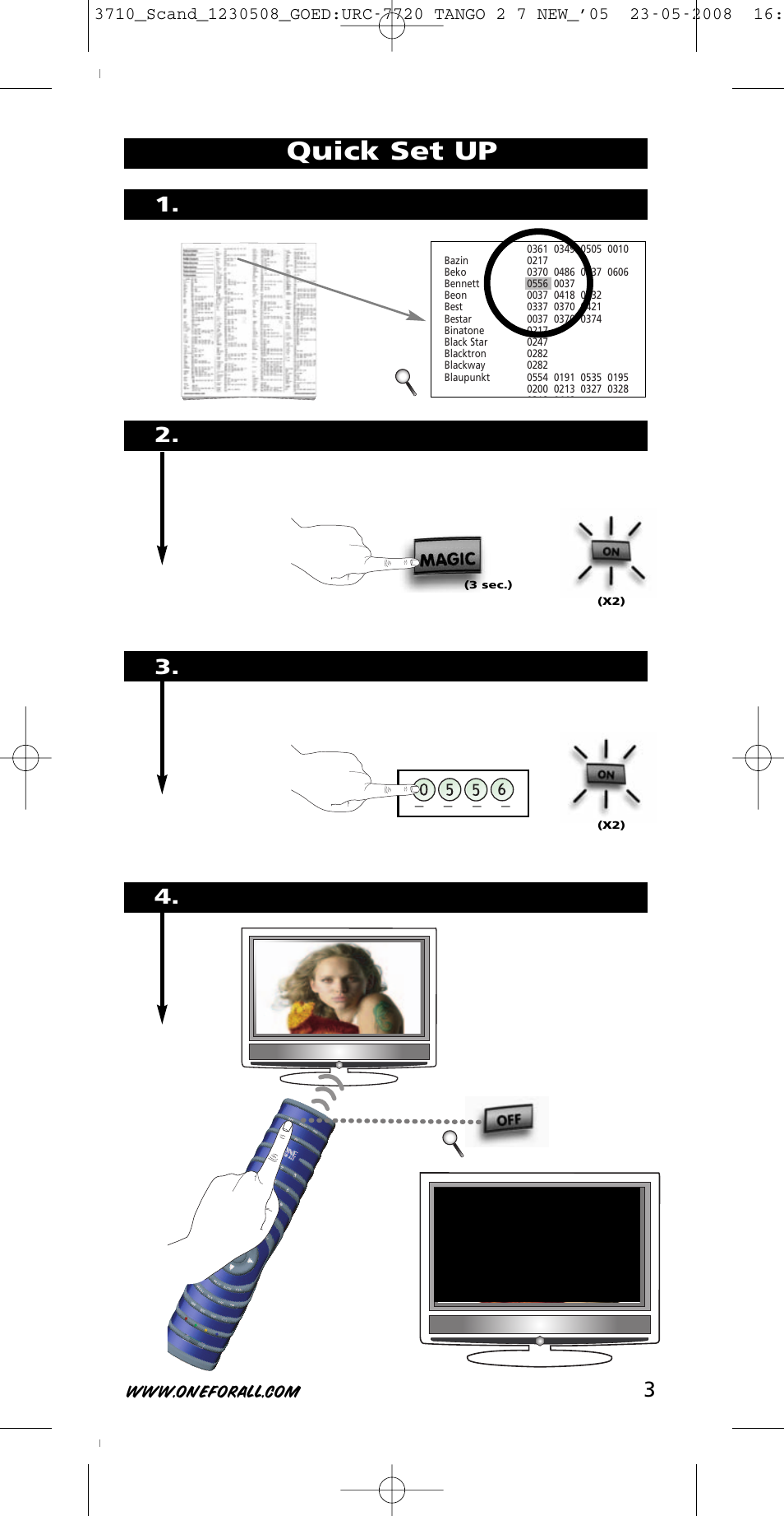 Quick set up | One for All URC-3710 User Manual | Page 3 / 54