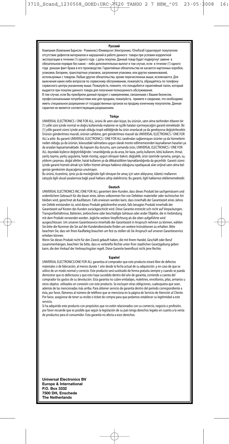 One for All URC-3710 User Manual | Page 53 / 54