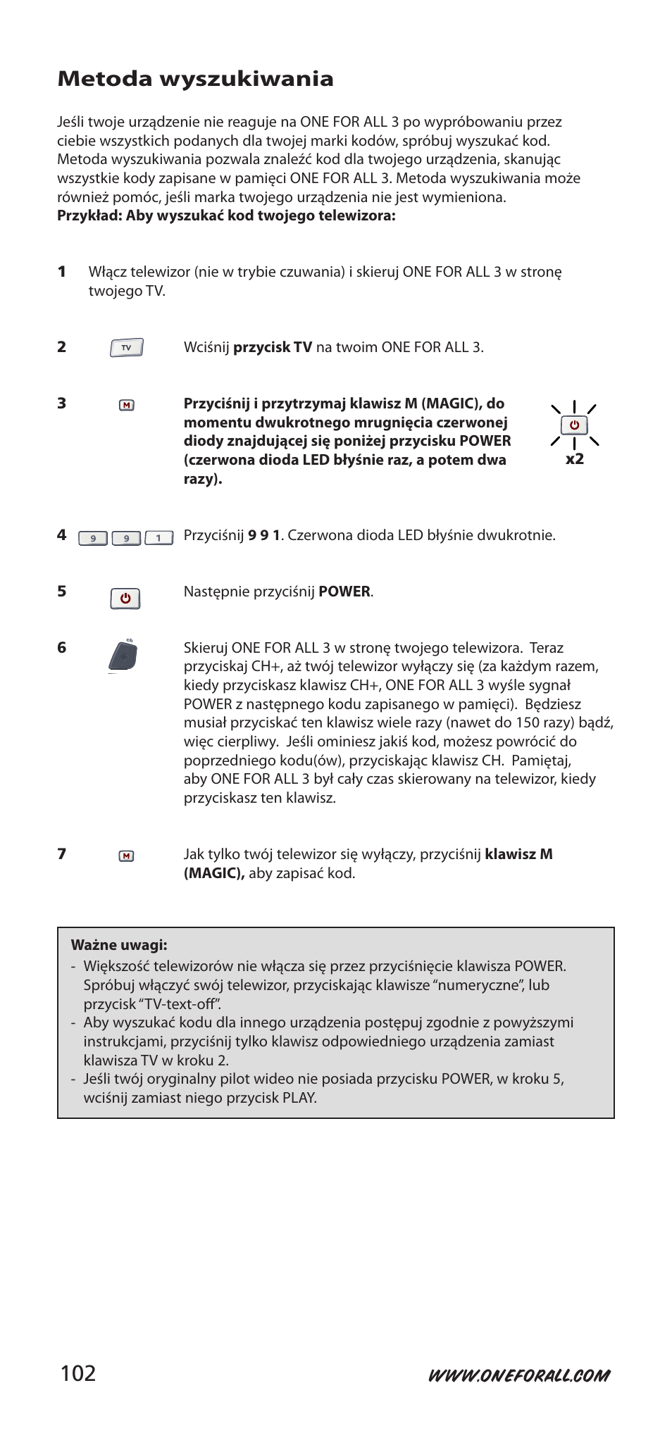 Metoda wyszukiwania | One for All URC-9040 User Manual | Page 102 / 144