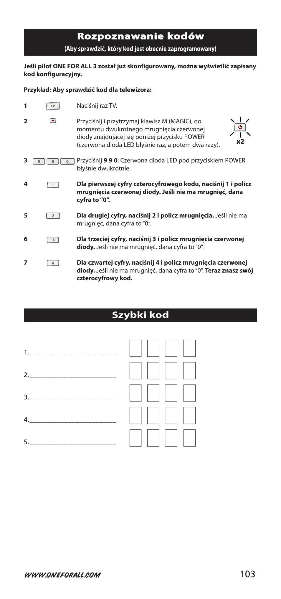 One for All URC-9040 User Manual | Page 103 / 144