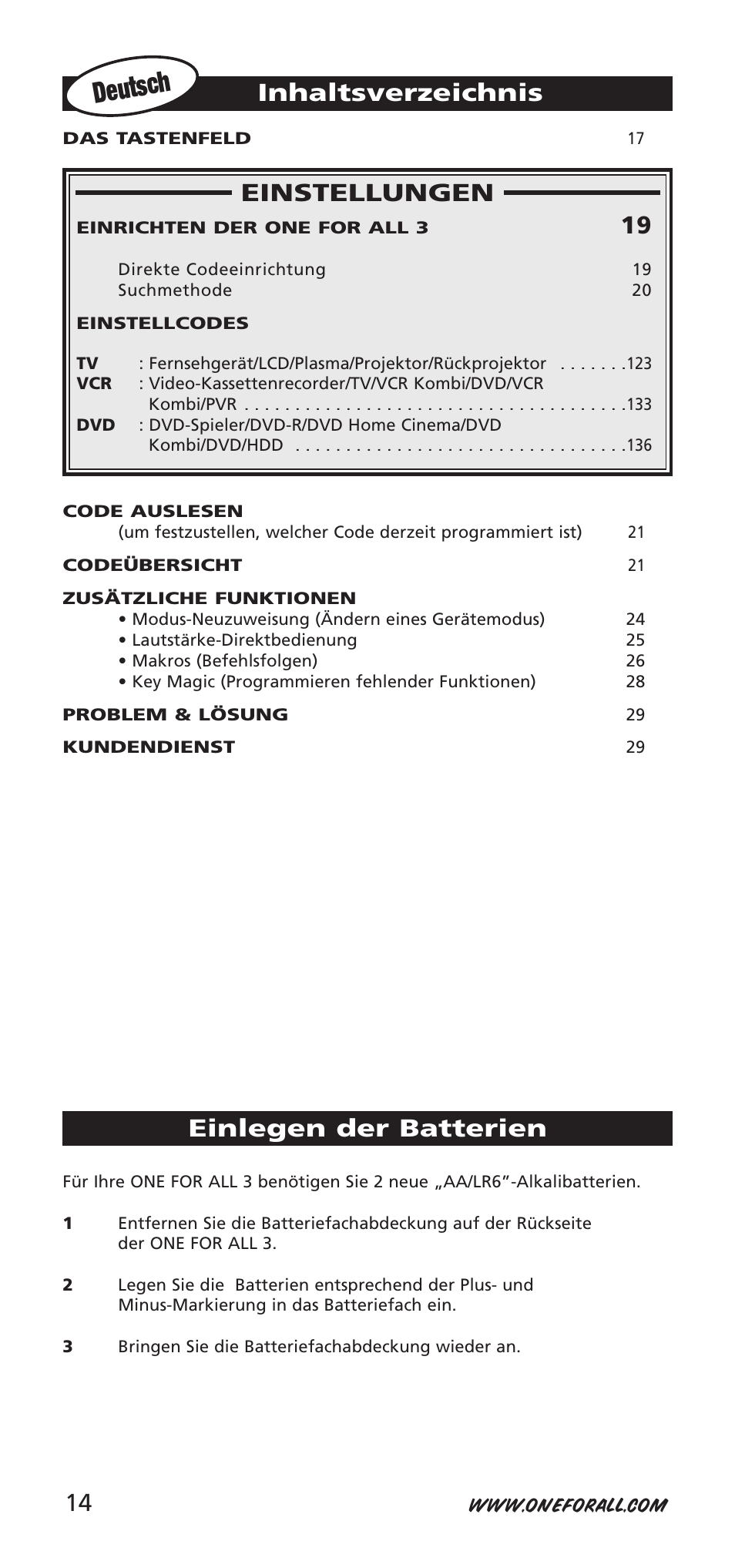 One for All URC-9040 User Manual | Page 14 / 144