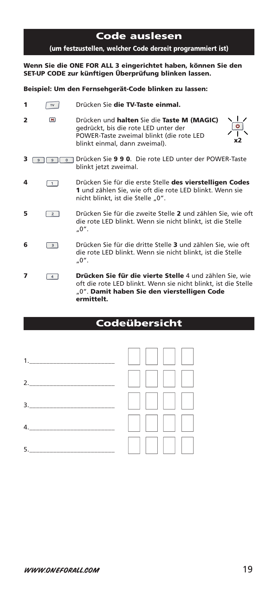 One for All URC-9040 User Manual | Page 19 / 144