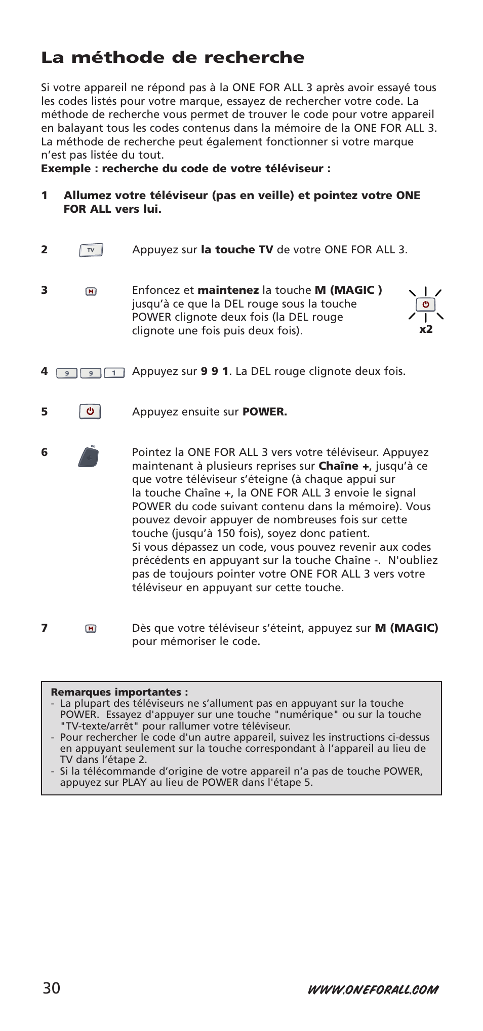 La méthode de recherche | One for All URC-9040 User Manual | Page 30 / 144