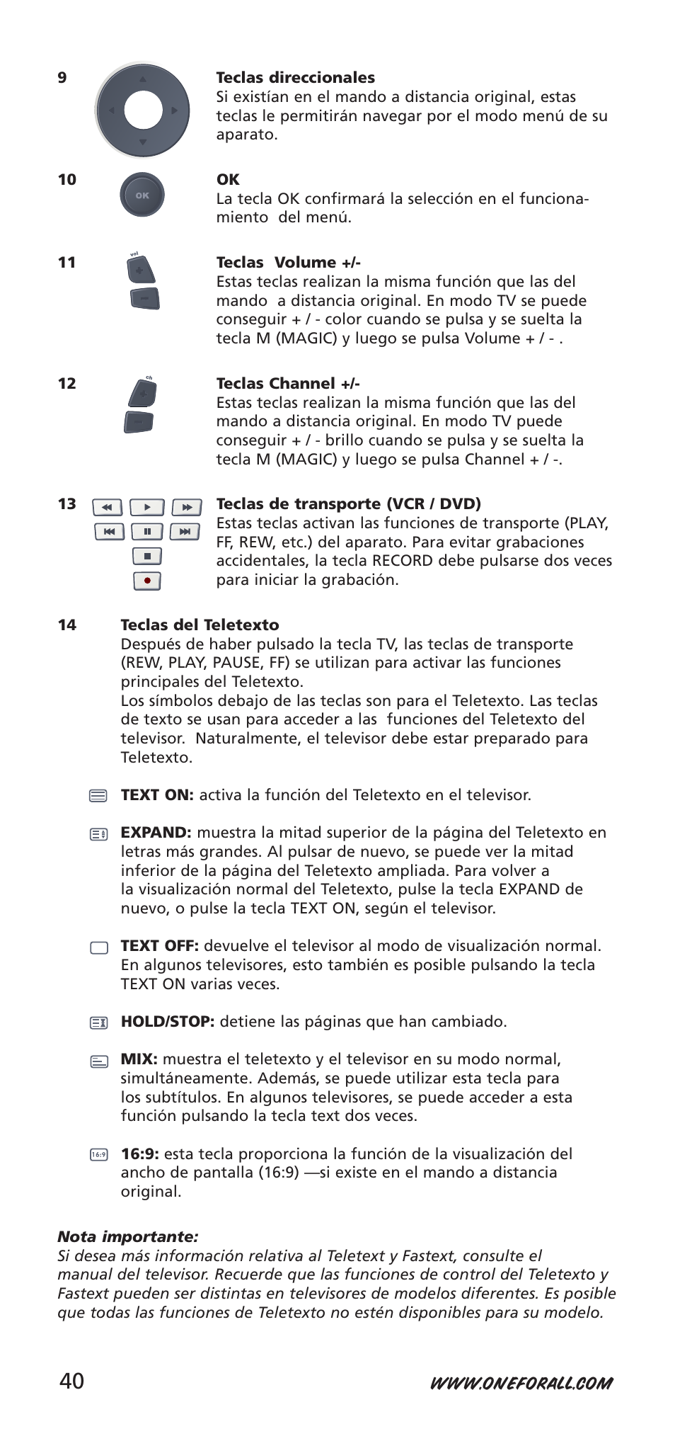 One for All URC-9040 User Manual | Page 40 / 144