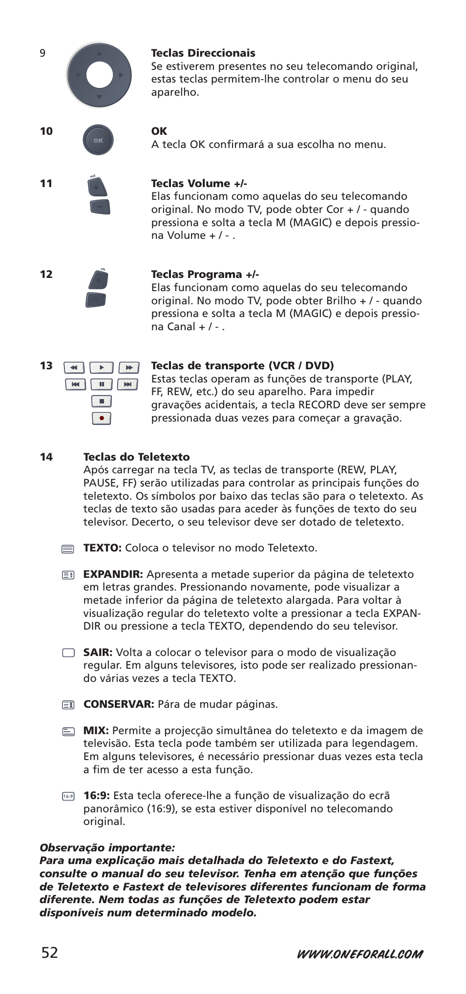 One for All URC-9040 User Manual | Page 52 / 144