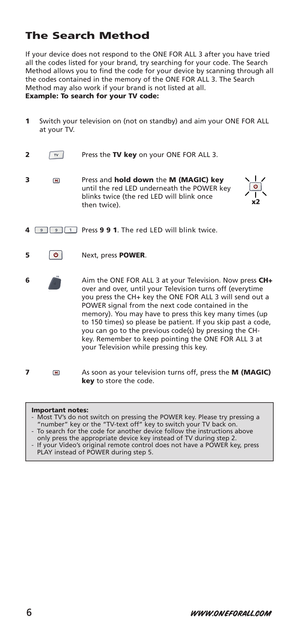 The search method | One for All URC-9040 User Manual | Page 6 / 144