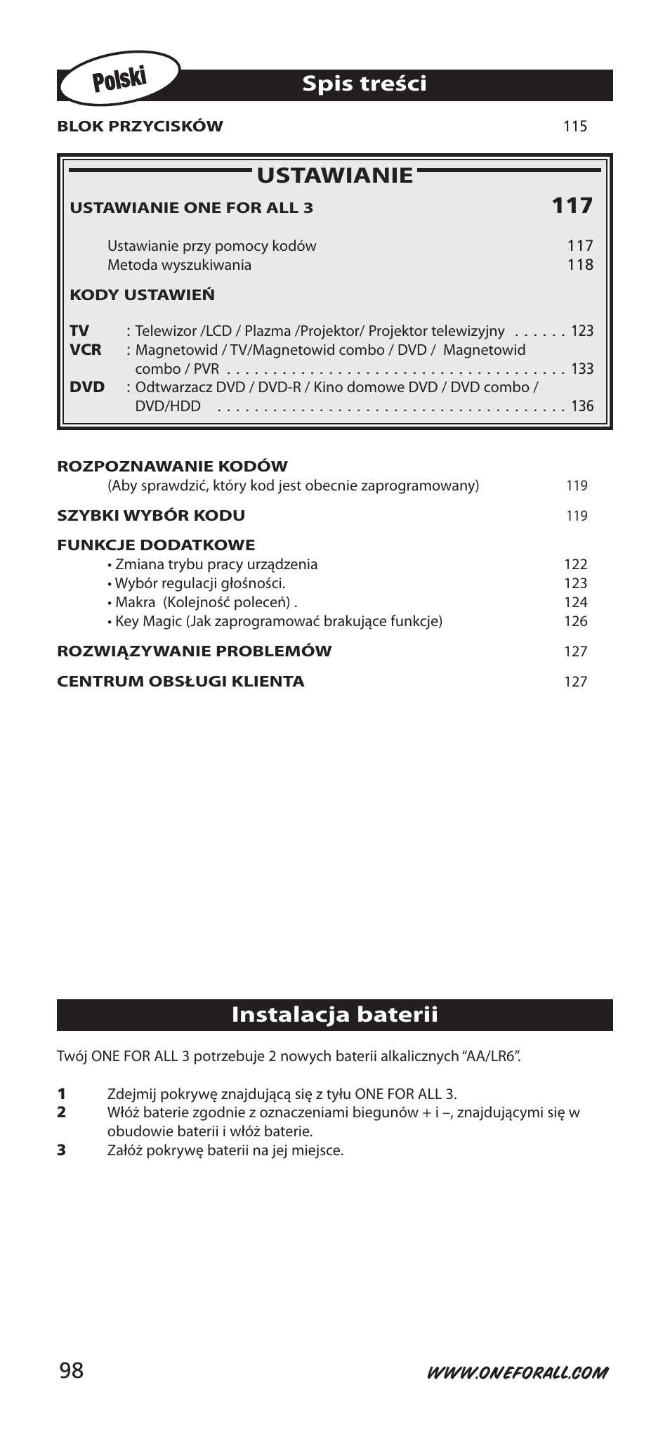 One for All URC-9040 User Manual | Page 98 / 144