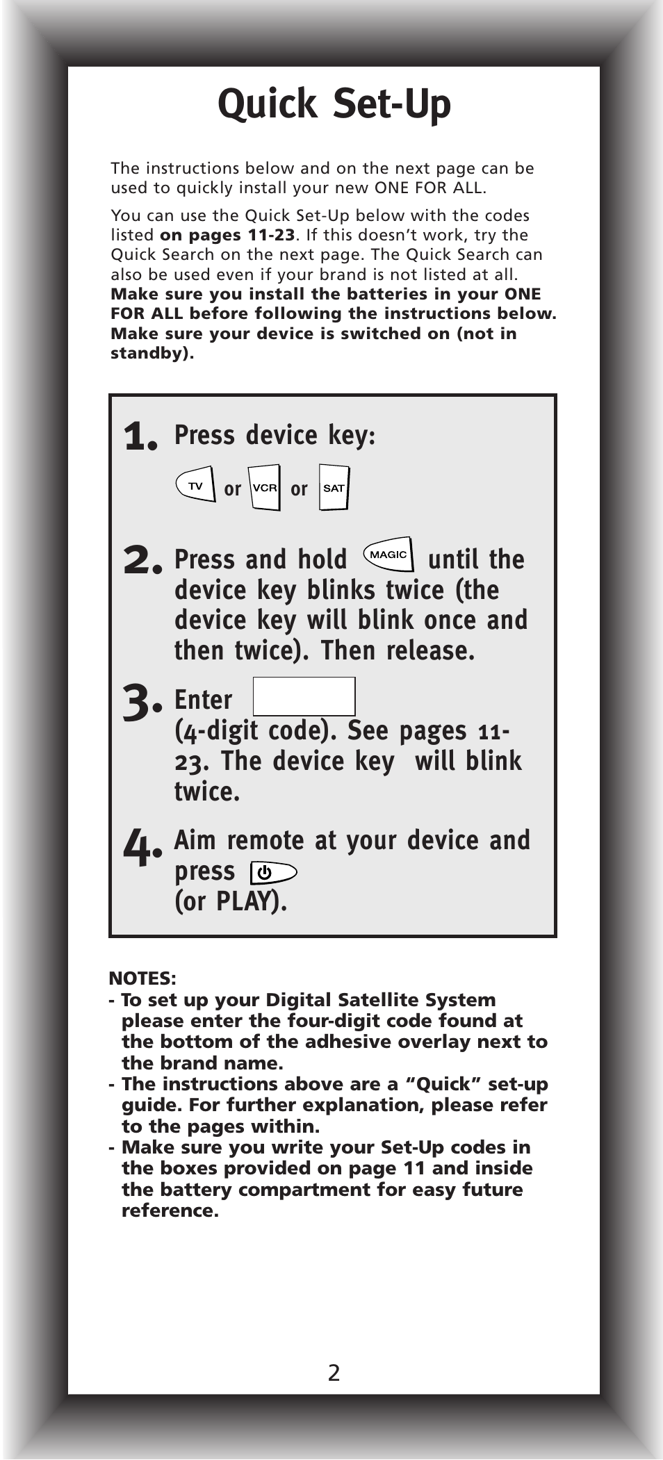 Quick set-up | One for All URC-7541 User Manual | Page 4 / 34