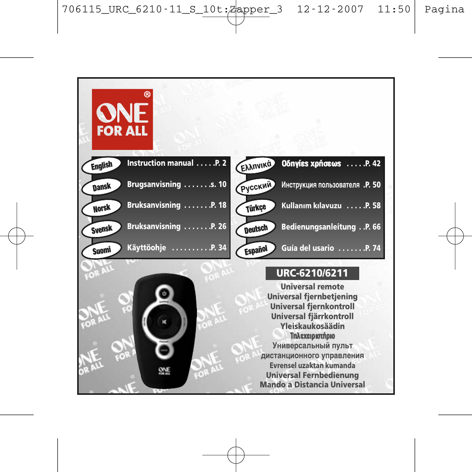 One for All URC-6210 User Manual | 112 pages