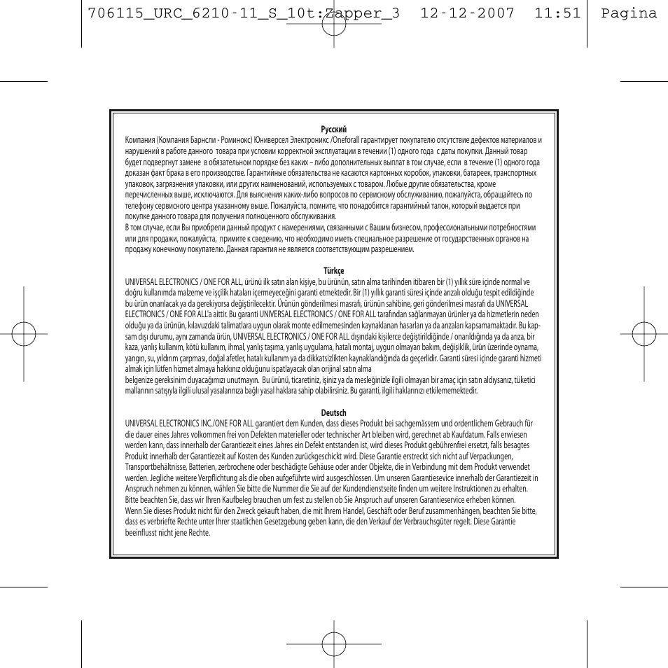 One for All URC-6210 User Manual | Page 108 / 112