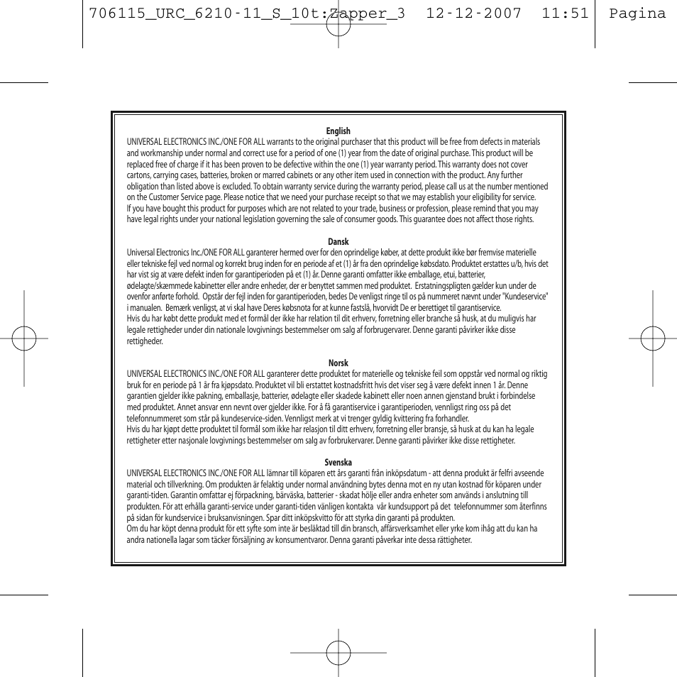 One for All URC-6210 User Manual | Page 110 / 112