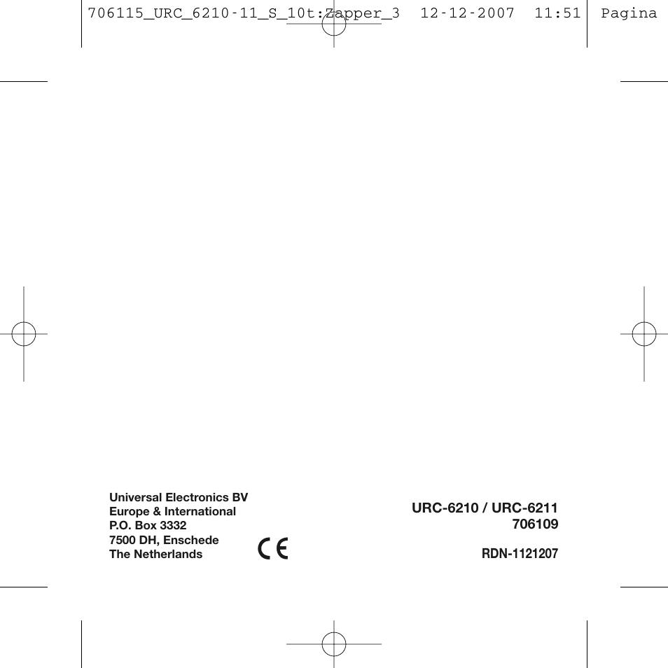 One for All URC-6210 User Manual | Page 112 / 112