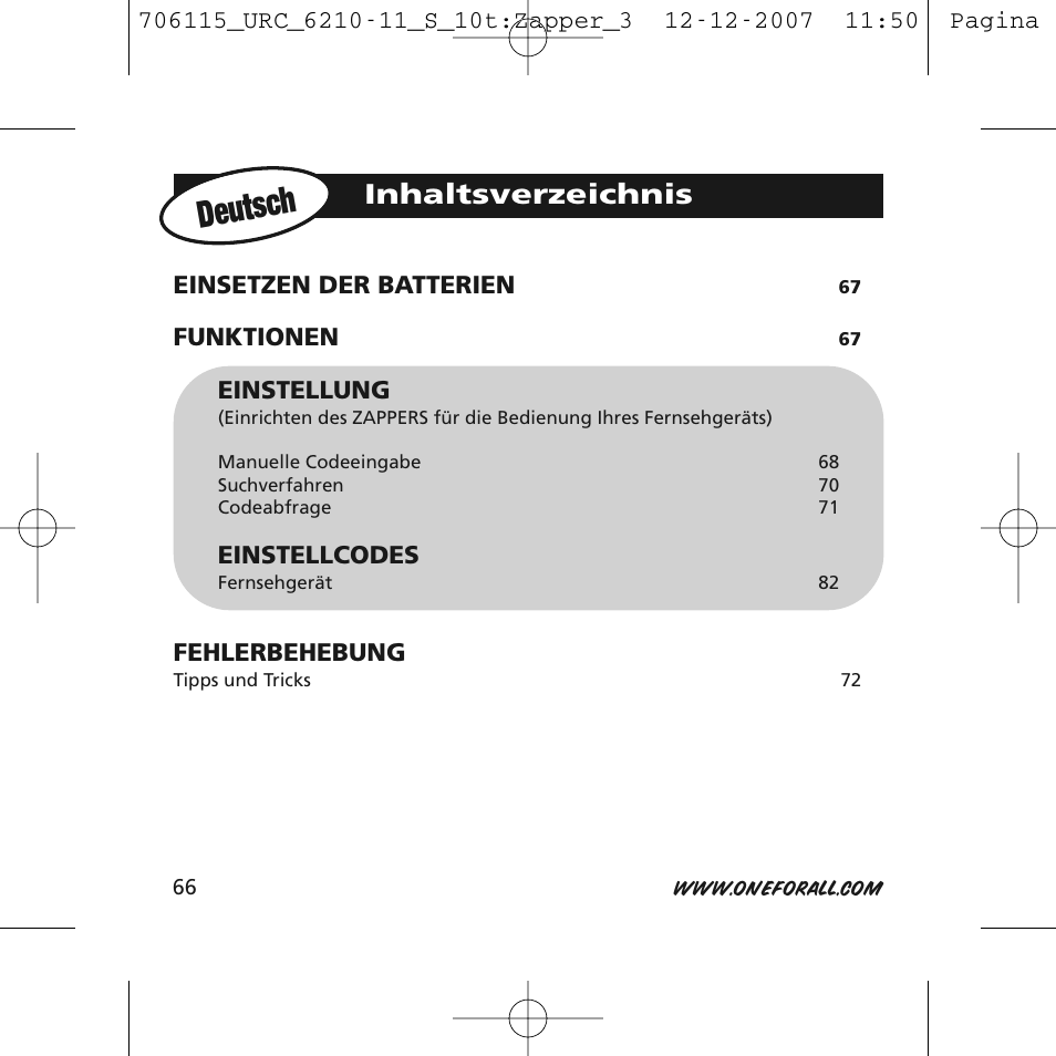 One for All URC-6210 User Manual | Page 66 / 112