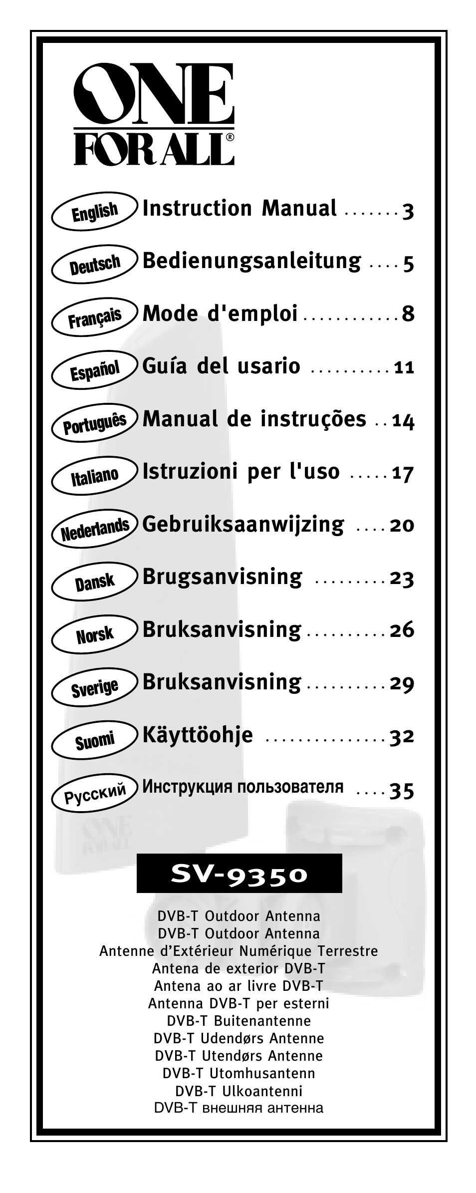 One for All SV-9350 User Manual | 40 pages