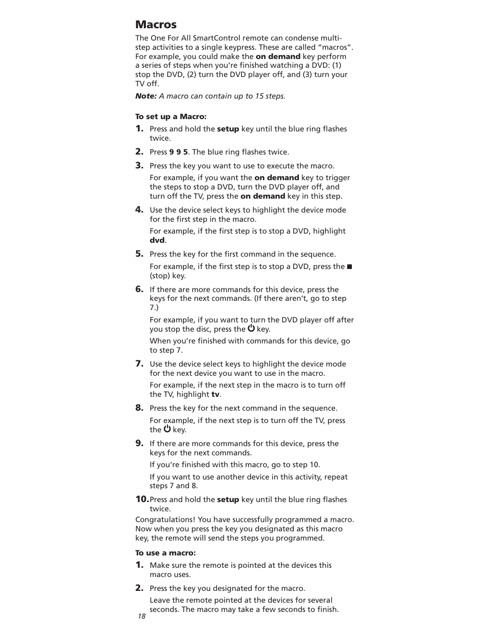 Acros | One for All OARI06G User Manual | Page 18 / 66