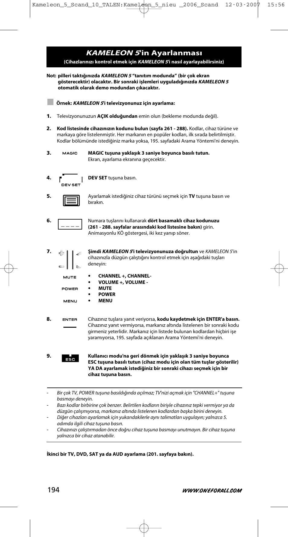 Kameleon 5 | One for All KAMELEON URC-8305 User Manual | Page 195 / 293