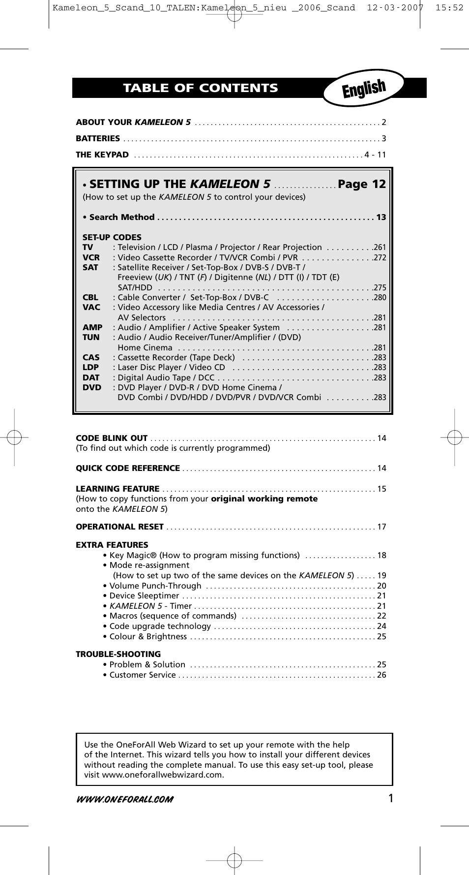 One for All KAMELEON URC-8305 User Manual | Page 2 / 293