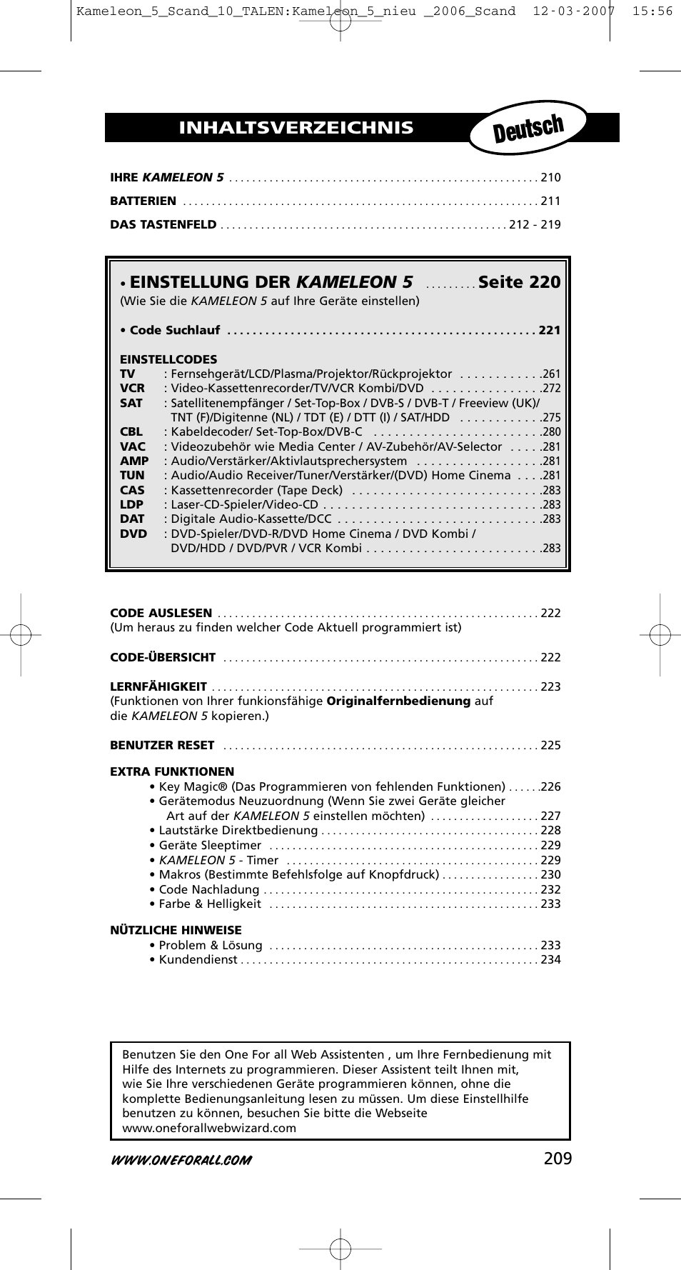 One for All KAMELEON URC-8305 User Manual | Page 210 / 293