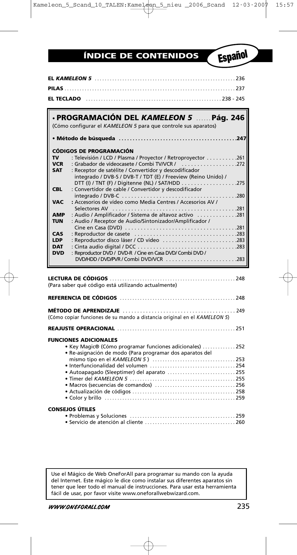 One for All KAMELEON URC-8305 User Manual | Page 236 / 293