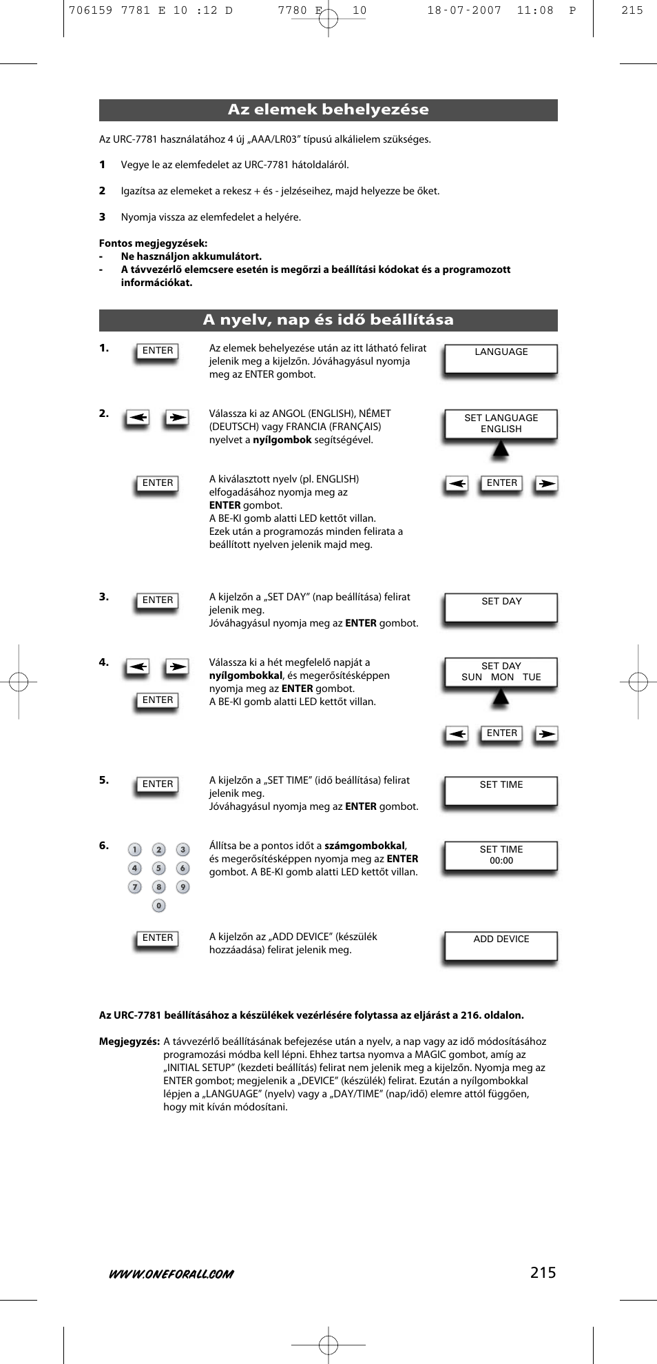 One for All URC-7781 User Manual | Page 216 / 319