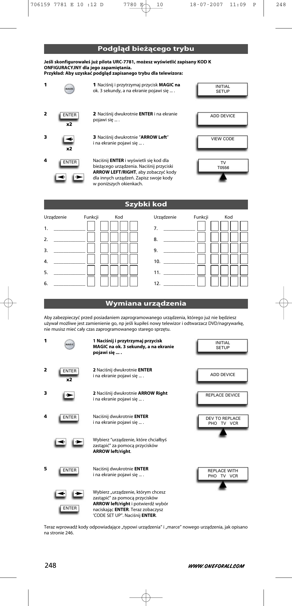 One for All URC-7781 User Manual | Page 249 / 319