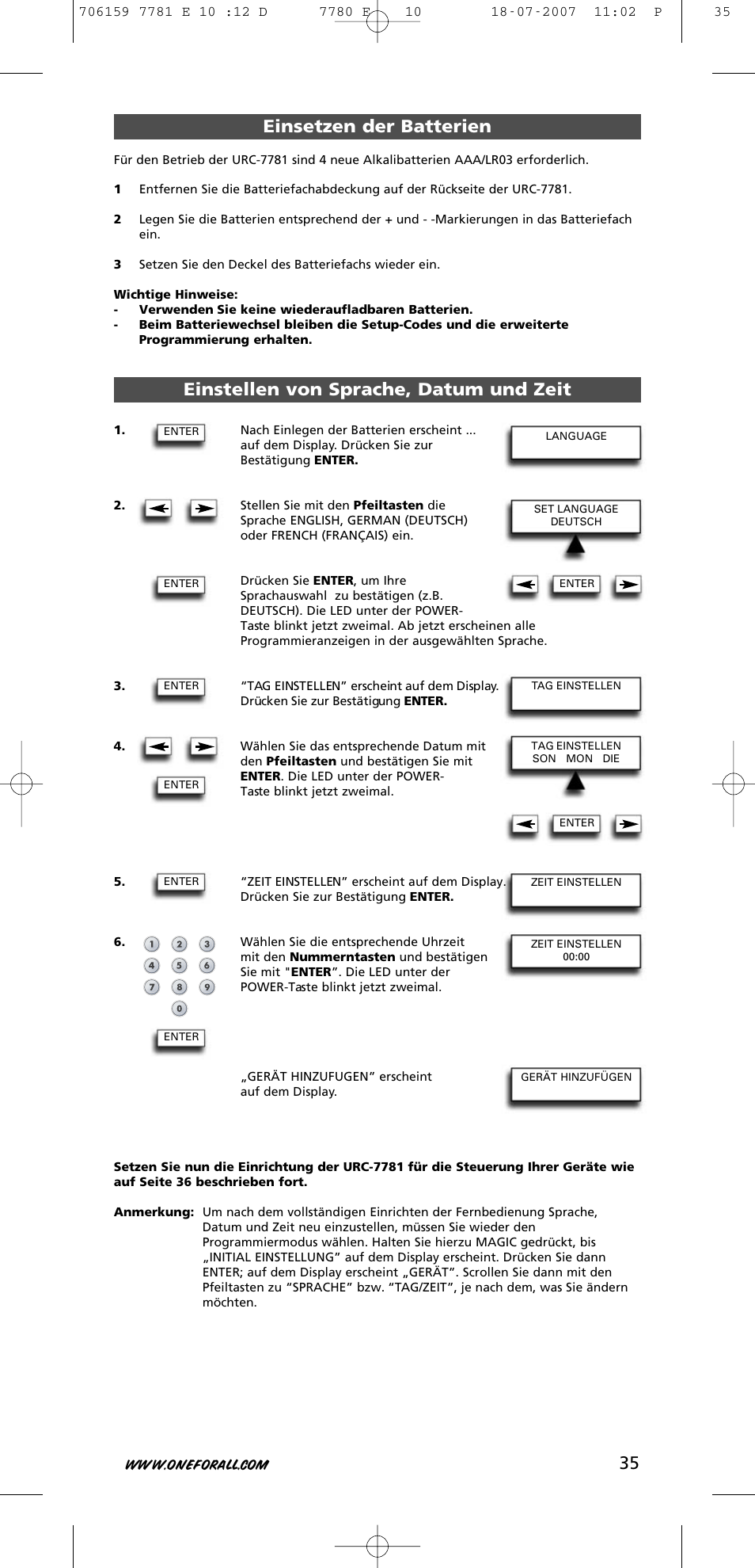 One for All URC-7781 User Manual | Page 36 / 319