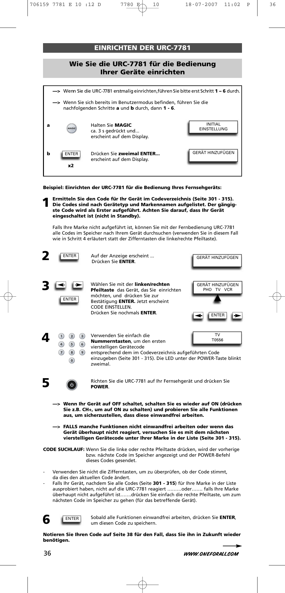 One for All URC-7781 User Manual | Page 37 / 319