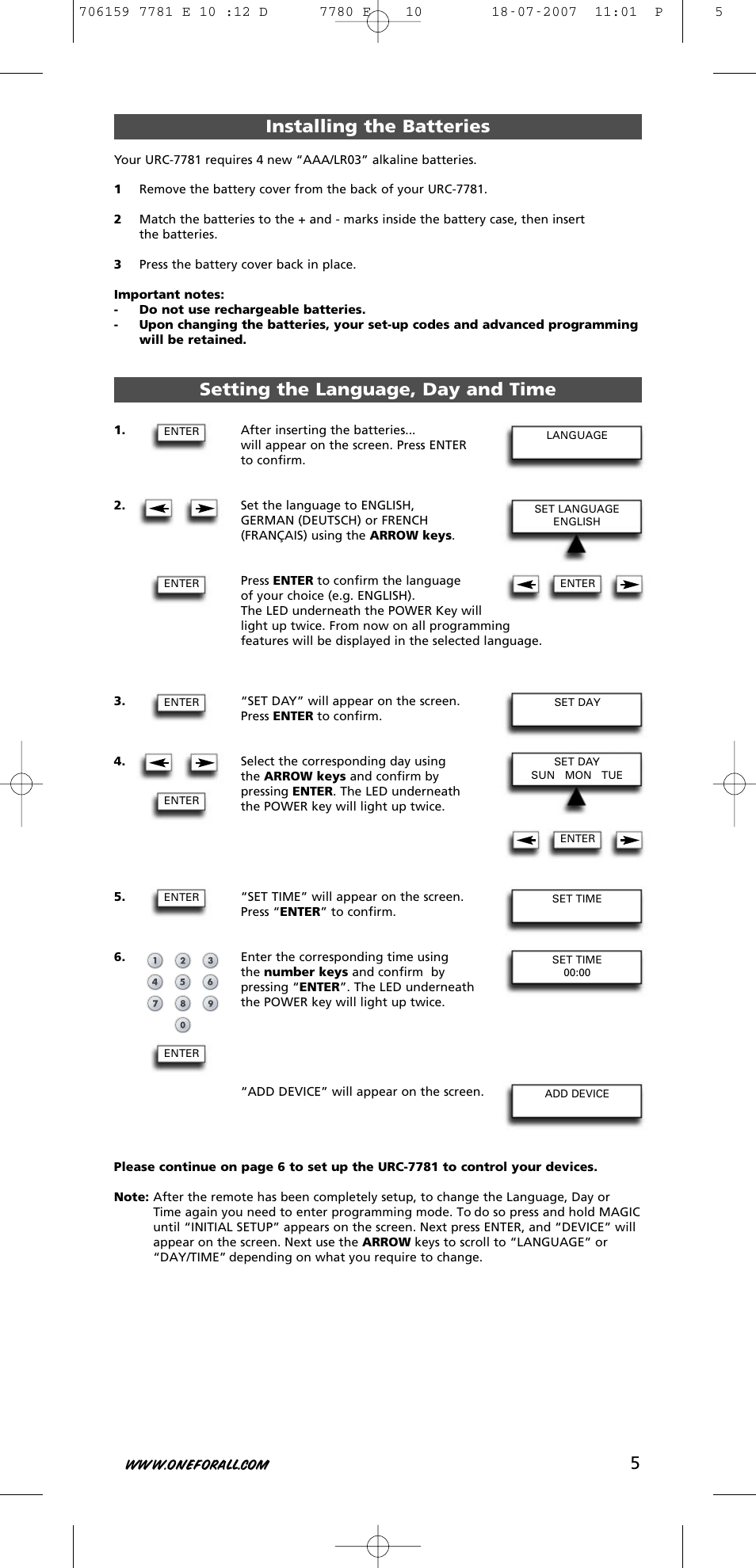One for All URC-7781 User Manual | Page 6 / 319