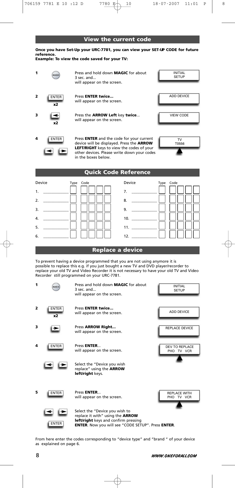 One for All URC-7781 User Manual | Page 9 / 319