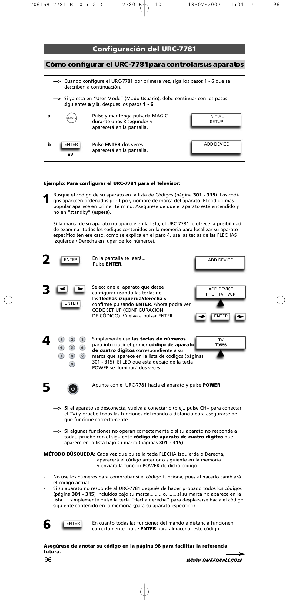 One for All URC-7781 User Manual | Page 97 / 319