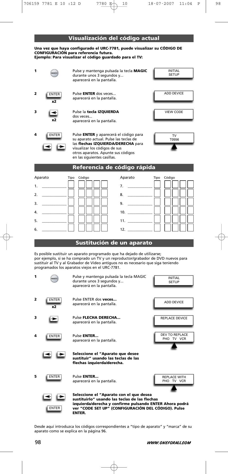 One for All URC-7781 User Manual | Page 99 / 319