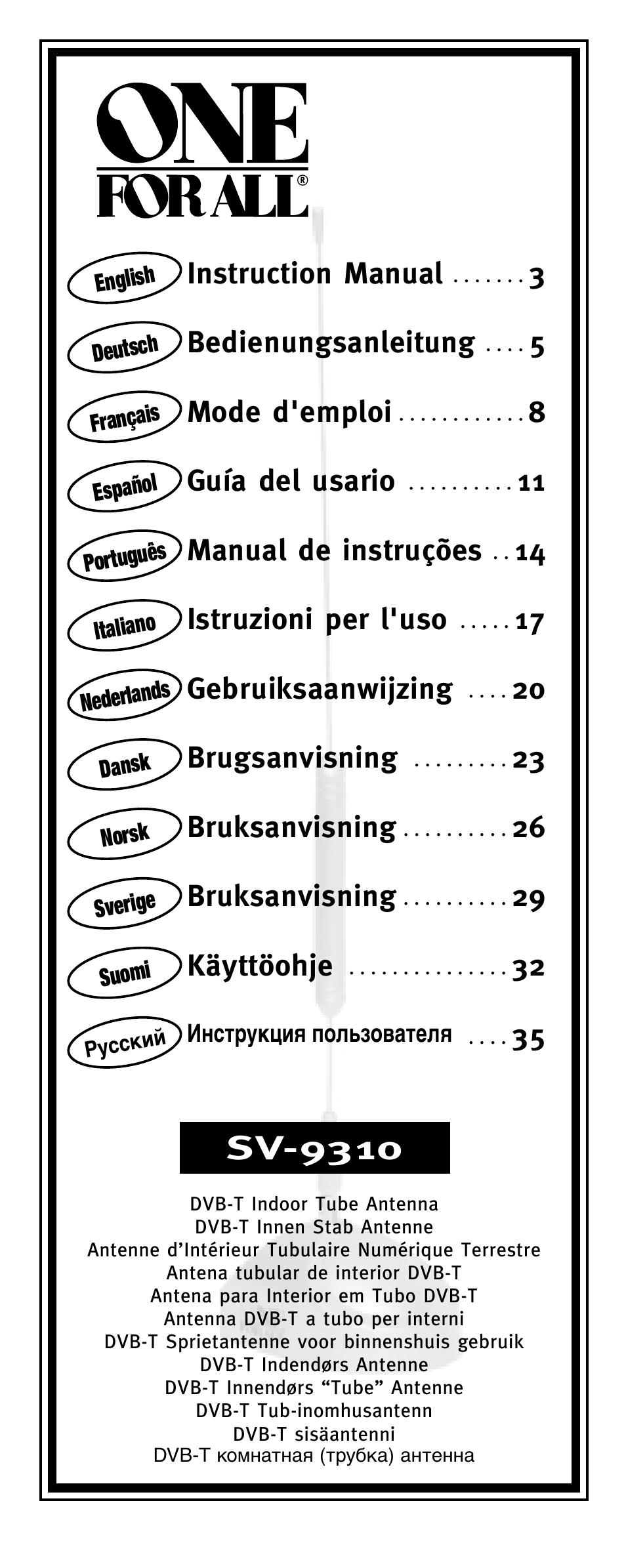 One for All SV-9310 User Manual | 40 pages