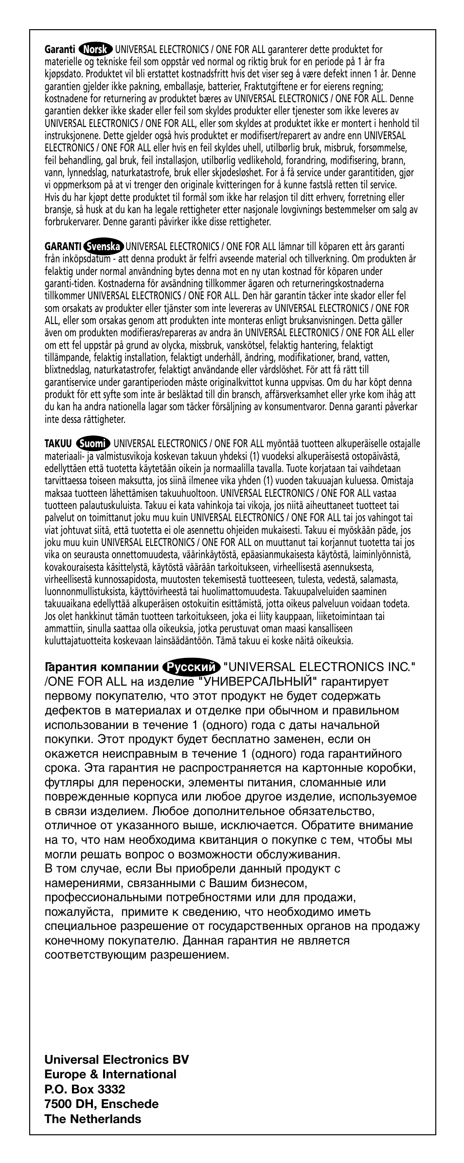 One for All SV-9310 User Manual | Page 38 / 40