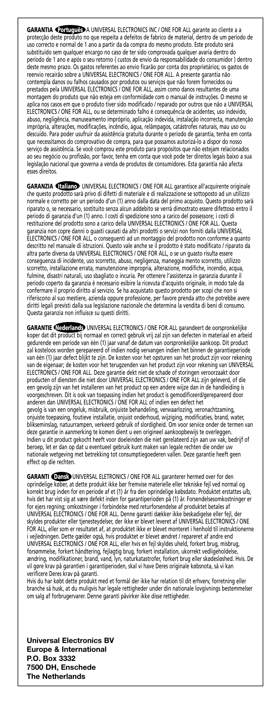 One for All SV-9310 User Manual | Page 39 / 40