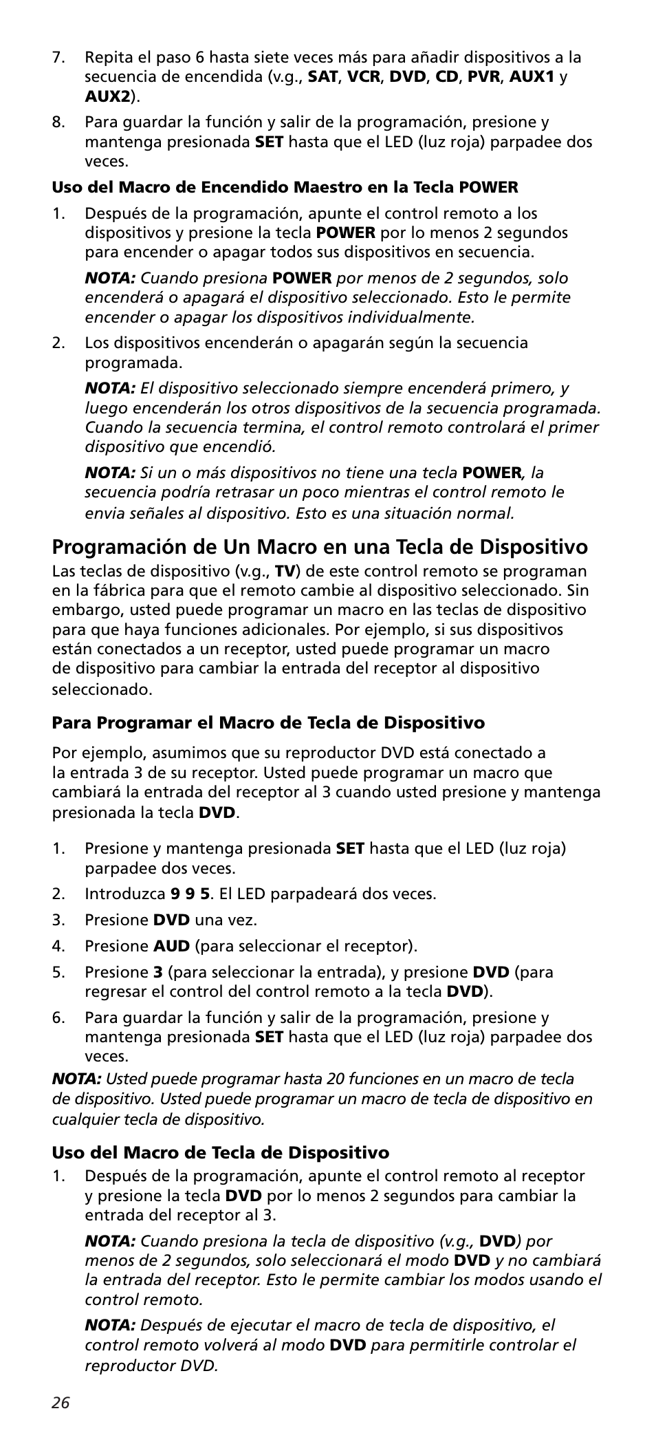 One for All URC10820N User Manual | Page 26 / 34