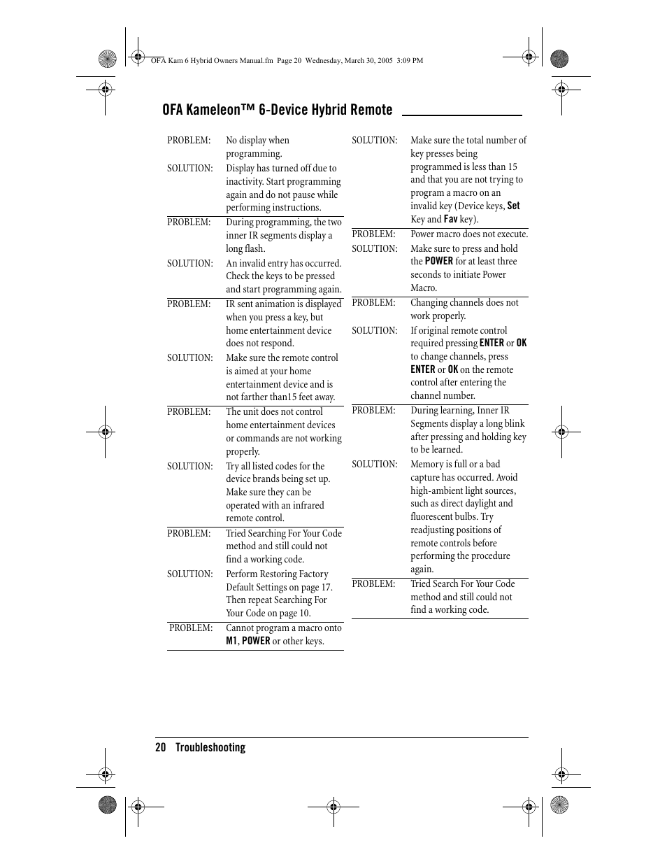 Ofa kameleon™ 6-device hybrid remote | One for All OFA KAMELEON URC-6690 User Manual | Page 22 / 44