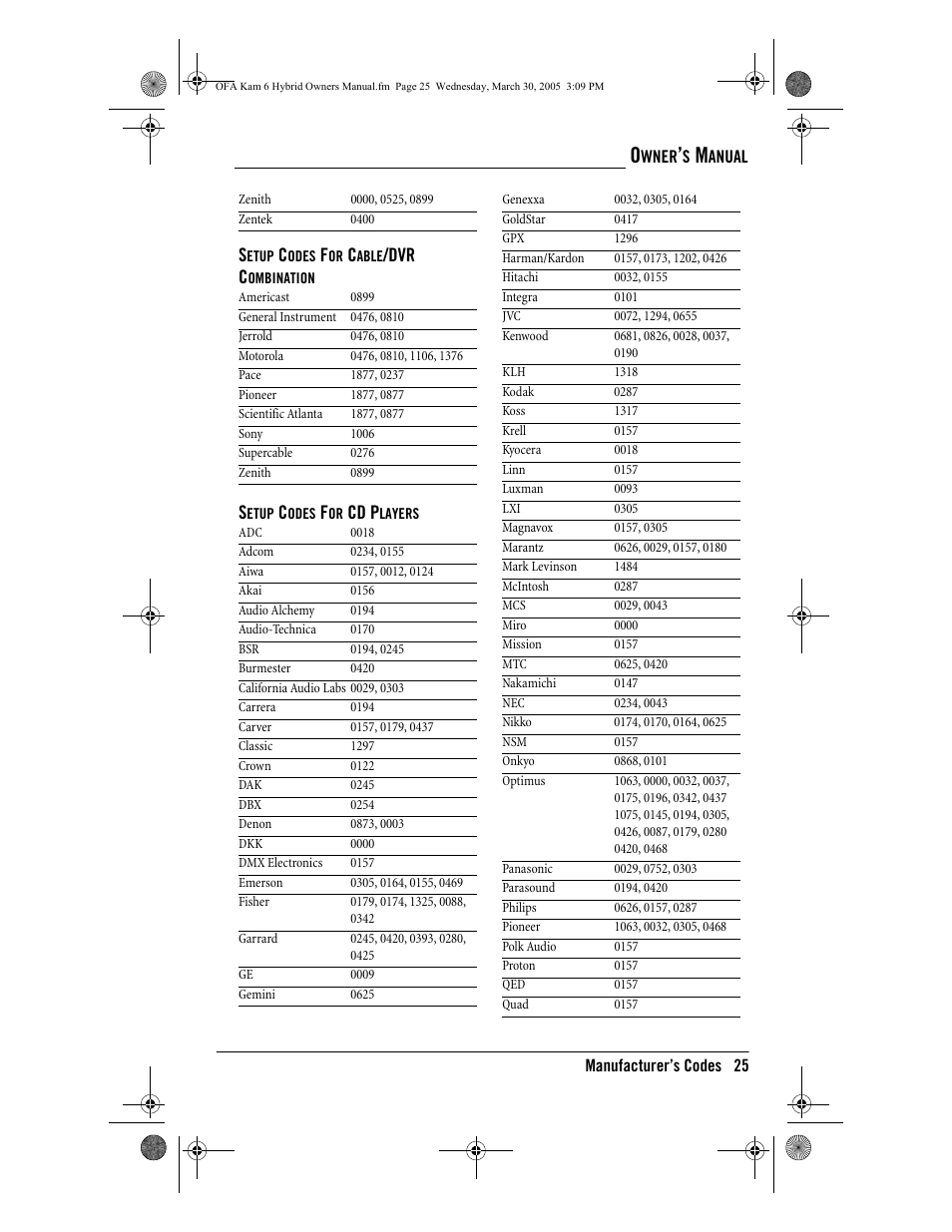Dvr c, Cd p | One for All OFA KAMELEON URC-6690 User Manual | Page 27 / 44