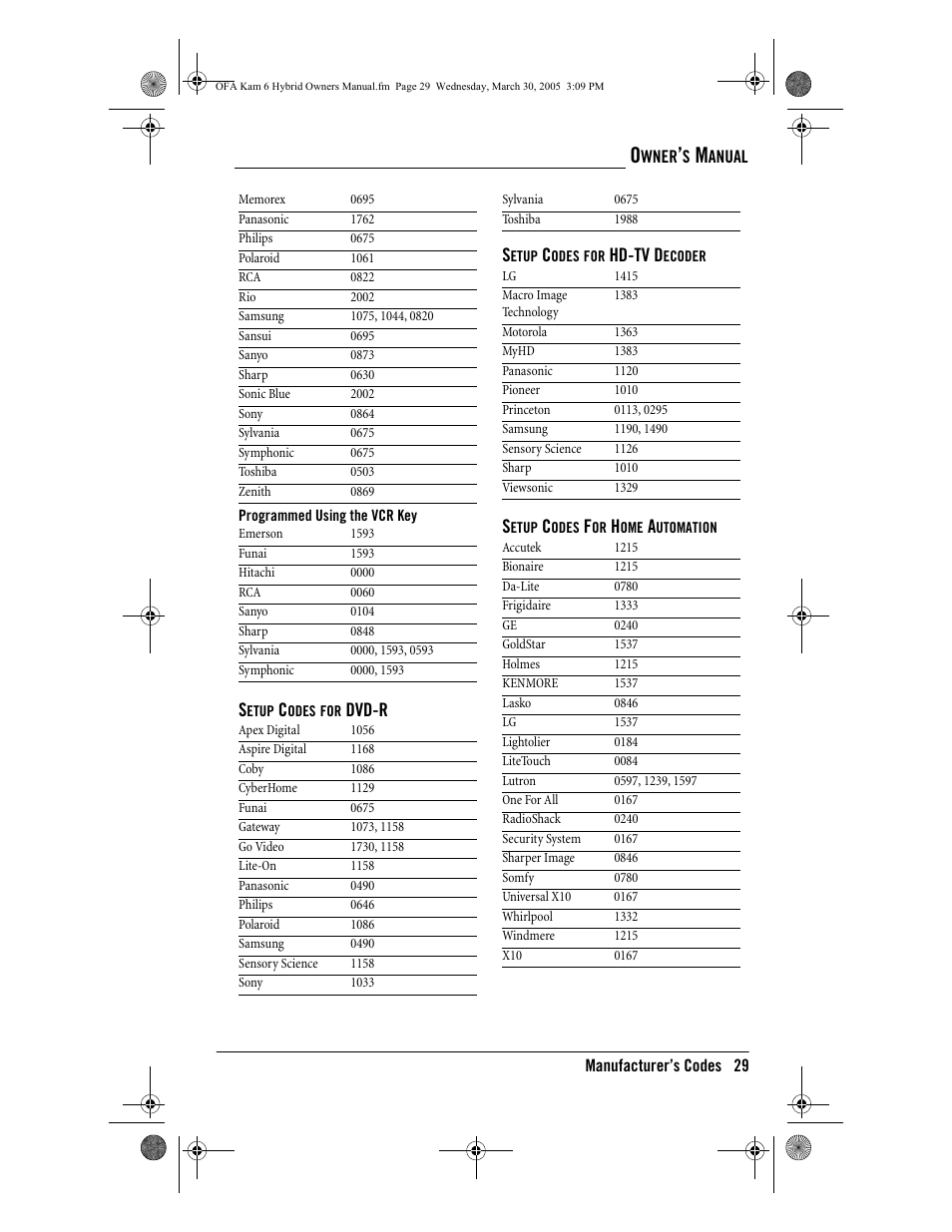 Dvd-r s, Hd-tv d | One for All OFA KAMELEON URC-6690 User Manual | Page 31 / 44