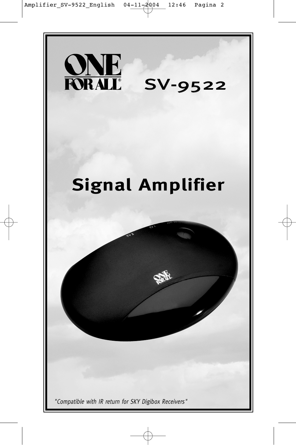 One for All SV-9522 User Manual | 4 pages