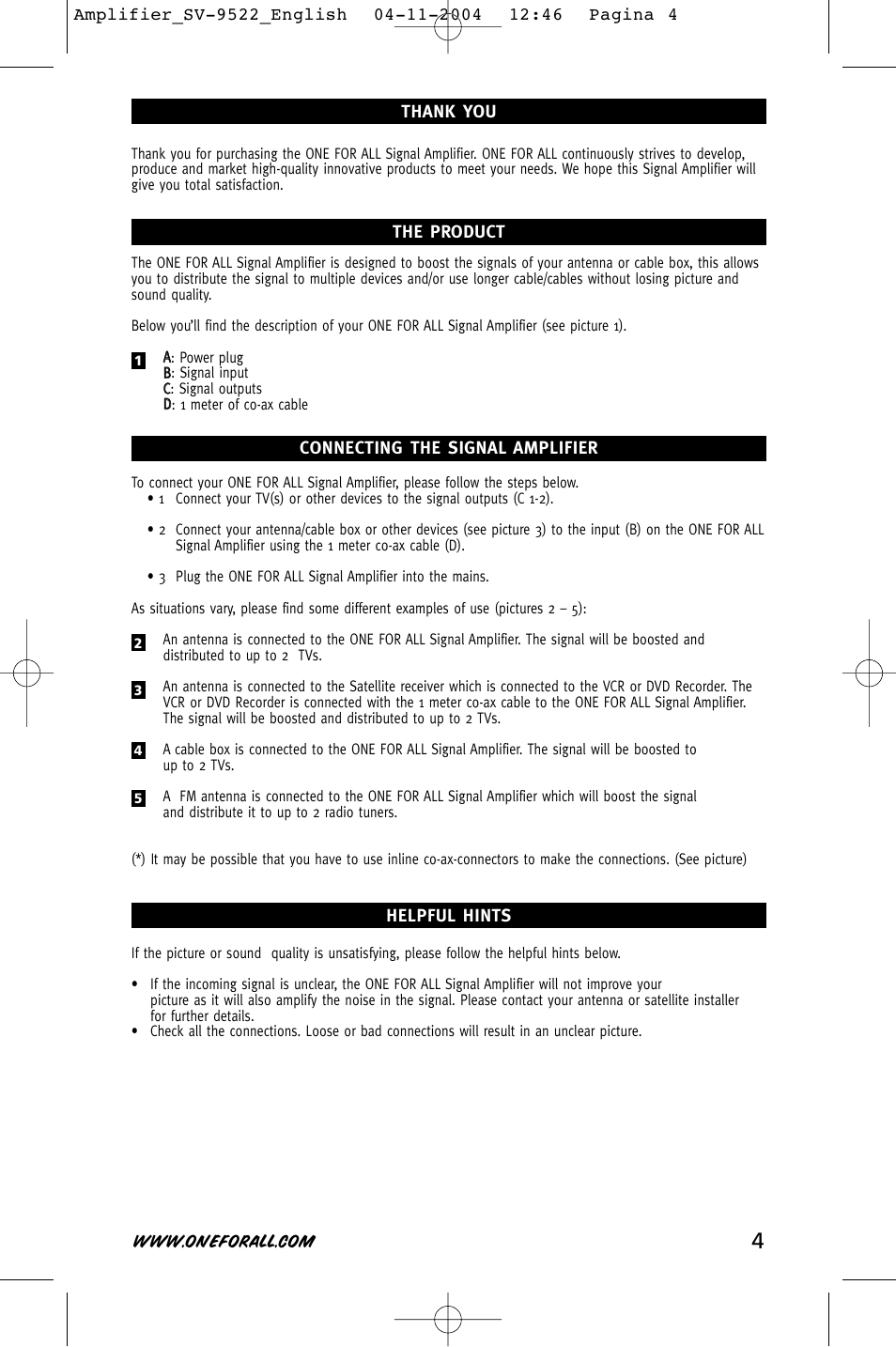 One for All SV-9522 User Manual | Page 3 / 4